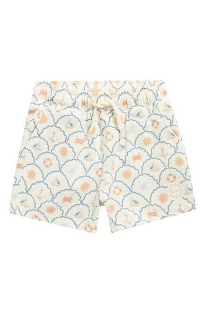 Rylee + Cru Nautical Print Board Shorts in Ivory at Nordstrom, Size 12-18M