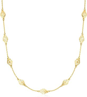 Ross-Simons Italian 14kt Yellow Gold Navette Station Necklace