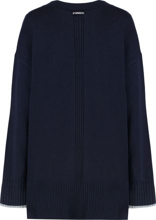 Pinko Womens Cardigan Tasmania Very Dark Blue Wool-Cashmere Cardigans Sweater