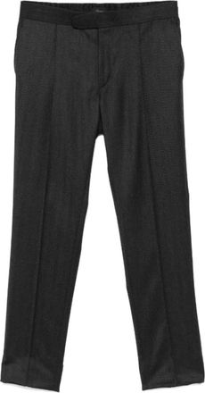 Brioni Houtskool wol visgraat broek - Heren - Straight fit broeken - Grijs - L - Wol - Broeken