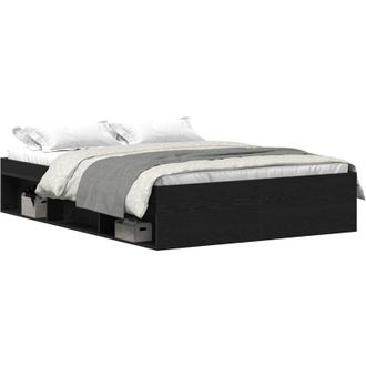 vidaXL Estructura De Cama Sin Colch&oacute;n Roble Negro 120x200 Cm Vidaxl