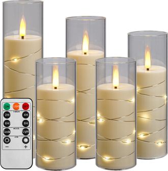 OEM Vela Led Con Luces De Hadas, Vela A Pilas Con Mando A Distancia Y Temporizador De 24 Horas, Vela Sin Llama Para Decoraci&oacute;n Del Hogar (blanco Marfil, J