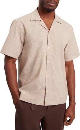 Ted Baker Merrick Geo Print Cotton Camp Shirt in Beige at Nordstrom, Size 4