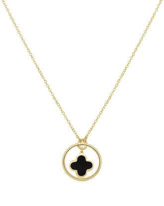 Italian Gold, Inc 14K Onyx Clover Pendant