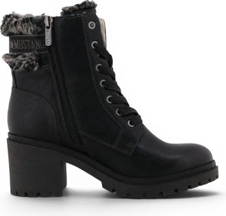 Mustang Jeans Mustang Dames Zwarte Winterlaarzen met warme hak en veters - M0122001