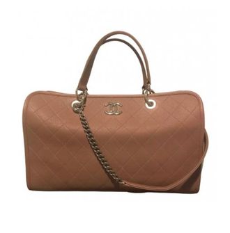 Chanel Antique Rose Quilted Caviar Leather Boston Bag Size M