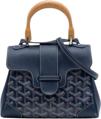 Goyard Pre-owned Mini Goyardine Saigon - Dames - Vintage Handtas - Blauw - ONE Size - Leer - Vintage