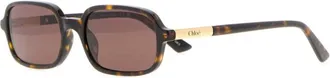 Chlo&eacute; Brown Havana Rectangular Sunglasses