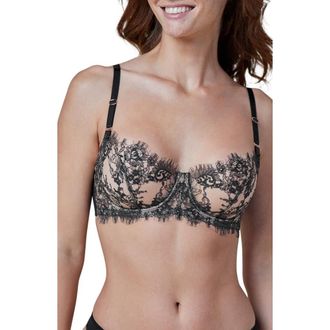 Skarlett Blue Entice Lace Balconette Underwire Bra in Black/nylon at Nordstrom, Size 30Ddd