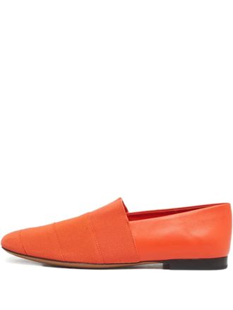 Ferragamo Grosgrain Smoking leather slippers - women - Calf Leather/Calf Leather/Calf Leather - 38.5 - Orange