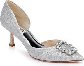 Badgley Mischka Fabia Embellished Pointed Toe Pump in Silver Textile at Nordstrom Rack, Size 5.5