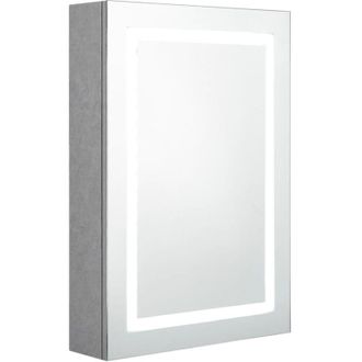 vidaXL Armario de baño con espejo y led gris hormigón 50x13x70 cm Vidaxl