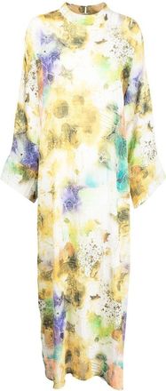 Bambah high-neck kaftan long dress - women - Polyester/Elastane - One Size - Yellow