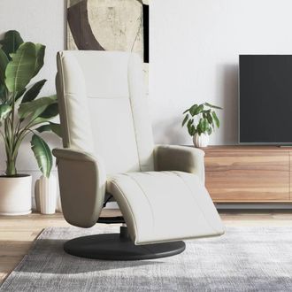 vidaXL Vidaxl - Sill&oacute;n Reclinable Con Reposapi&eacute;s Cuero Sint&eacute;tico Color Crema