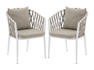 Vente-Unique Conjunto de 2 sillones de jard&iacute;n de aluminio y cuerda trenzada - Beige con cojines - MISSO de MYLIA