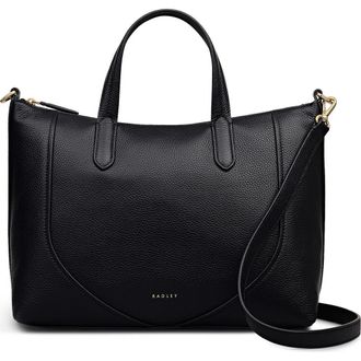 Radley London Medium Wood Pebbled Leather Satchel in Black at Nordstrom Rack