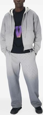 Marine Serre Felpa in pile con cappuccio e motivo Moon - Grigio