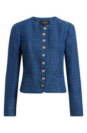 Tahari by ASL Boucl&eacute; Jacket in Riverside Blue at Nordstrom, Size 10