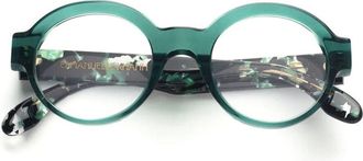 Emmanuelle Khanh Ek 1502 Round Green Acetate Optical Frames