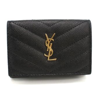 Saint Laurent Black Leather Wallet (Tri-Fold) (Pre-Owned)