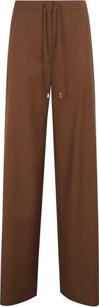 Max Mara Corone Wide Broeken - Dames - Wijde Broeken - Bruin - M - Wol - Broeken