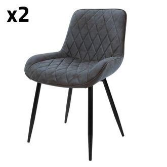 ML Design Set 2x sillas de comedor / sal&oacute;n de cuero sint&eacute;tico antracita
