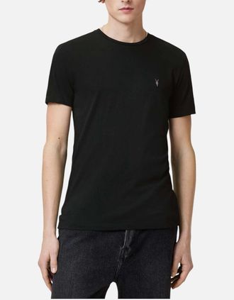 AllSaints Allsaints Mens ALL SAINTS Mens T Shirts Tonic Crew Neck Short Sleeve Rumskull Plain Casual Tops - Black - Size: 44