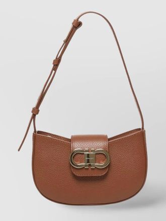 Ferragamo pebbled leather shoulder bag with adjustable strap
