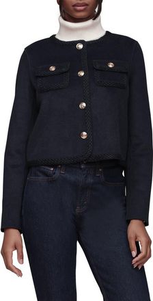 Bagatelle Cropped Collarless Jacket in Navy at Nordstrom Rack, Size X-Large