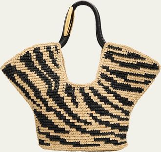 Zimmermann Goldentime Zebra Raffia Small Tote Bag