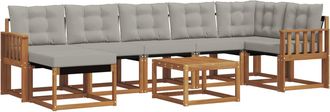 vidaXL Conjunto De Sof&aacute;s De Exterior 8 Uds. Natural Y Gris Claro Vidaxl
