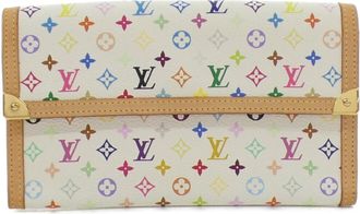 Louis Vuitton Multi-Color White Coated Canvas Long Wallet (Bi-Fold) (Pre-Owned)