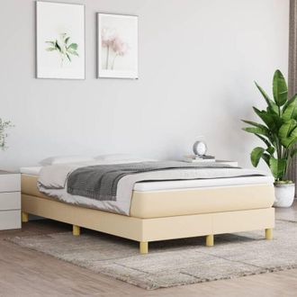 vidaXL Cama Box Spring Con Colch&oacute;n Tela Color Crema 120x200 Cm Vidaxl