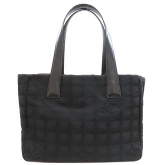 Chanel New Travel Line Black Nylon Jacquard Tote Bag (Pre-Owned)
