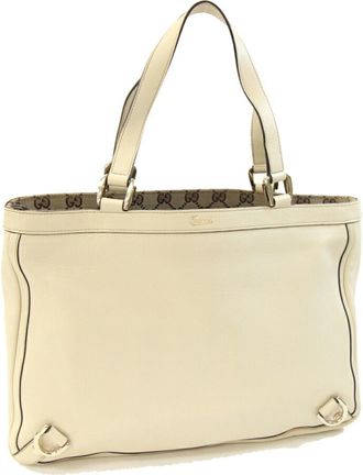 Gucci Abbey Ivory Leather Tote Bag (Pre-Owned)