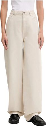 Rotate Heavy Cotton Pants - Dames - Wijde Broeken - Beige - W29 - Katoen - Broeken