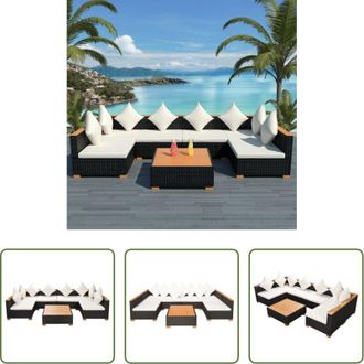 vidaXL vidaXL Divano esterno - Set Divani da Giardino 7 pz con Cuscini in Polyrattan Nero