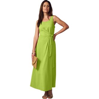 Jessica London Stretch Cotton Side Tie Maxi Dress in Dark Lime at Nordstrom, Size Medium