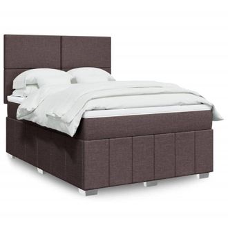 vidaXL Vidaxl - Cama Box Spring Con Colch&oacute;n Tela Marr&oacute;n Oscuro 140x190 Cm