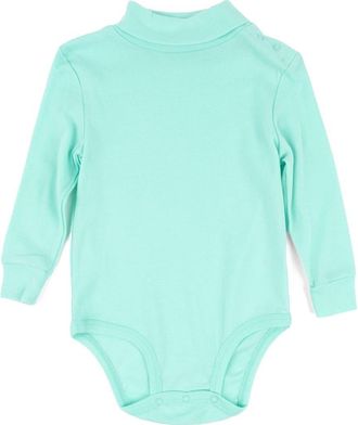 Leveret Cotton Neutral Solid Turtleneck Bodysuit in Aqua Blue at Nordstrom, Size 18-24M