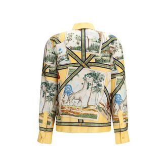 Gucci Womens Bicolor Silk Pattern Shirt
