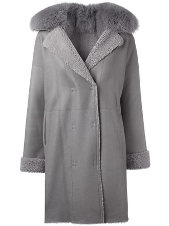 Guy Laroche fur collar coat - Grigio