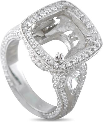 Luxury Bazaar Platinum 1.50ct Diamond Cushion Halo Mounting Ring MF11-082026