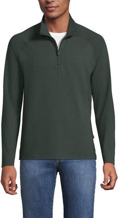 Lands End Long Sleeve Raglan Hybrid Quarter Zip in Evening Forest at Nordstrom, Size Xx-Large