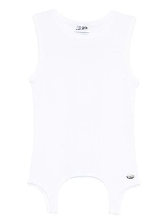 Jean Paul Gaultier Cotton Ribbed Tank Top With Lingerie Garter Clothing
