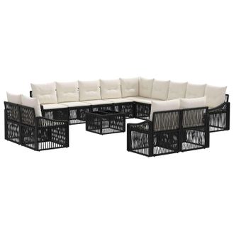 vidaXL Conjunto De Sof&aacute;s De Jard&iacute;n 14 Uds. Negro Rat&aacute;n Sint&eacute;tico Vidaxl
