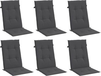 vidaXL Cojines Silla Respaldo Alto 6 Uds Tela Gris Antracita Melange Vidaxl