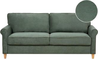 Beliani Sofa 3 Seater RONNEBY Corduroy Dark Green