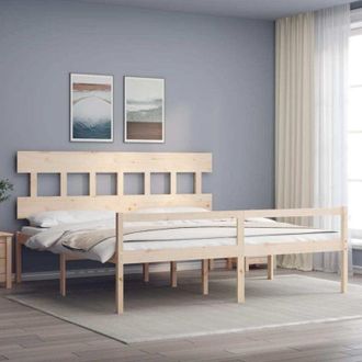 vidaXL Cama Para Personas Mayores Con Cabecero Madera Maciza 200x200cm Vidaxl