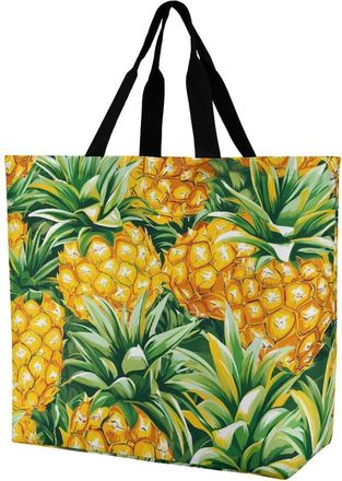 Generic Pineapples Reusable Shopping Bags One Shoulder Grocery Tote Bag Waterproof Big Purse for Work Travel
